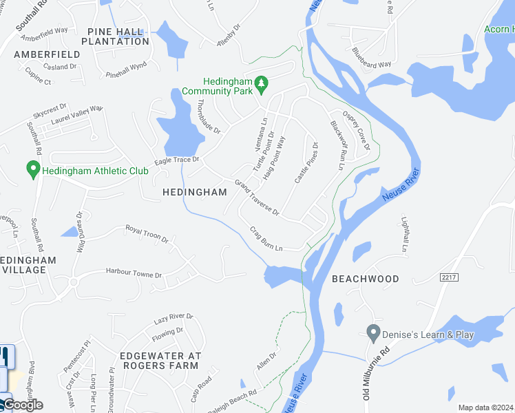 map of restaurants, bars, coffee shops, grocery stores, and more near 5416 Grand Traverse Drive in Raleigh