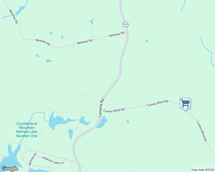 map of restaurants, bars, coffee shops, grocery stores, and more near 47 Life Line Lane in Crossville