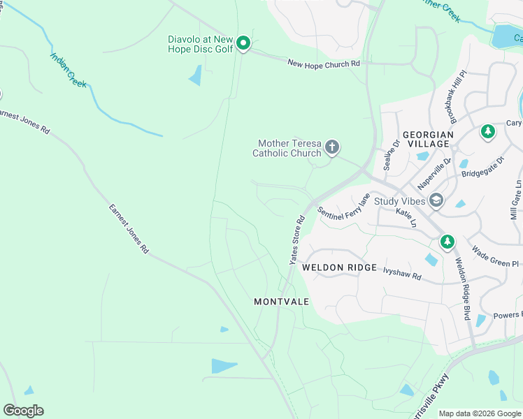 map of restaurants, bars, coffee shops, grocery stores, and more near 1509 Montvale Grant Way in Pittsboro