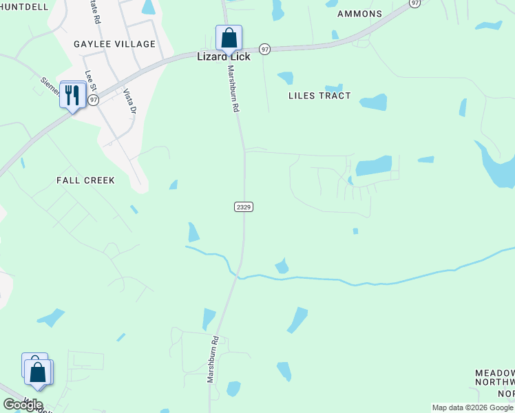 map of restaurants, bars, coffee shops, grocery stores, and more near 1521 Marshburn Road in Wendell