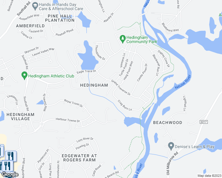 map of restaurants, bars, coffee shops, grocery stores, and more near 1940 Shadow Glen Drive in Raleigh
