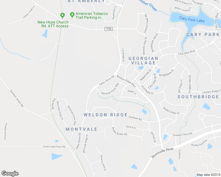 map of restaurants, bars, coffee shops, grocery stores, and more near 125 Dumbledore Court in Cary