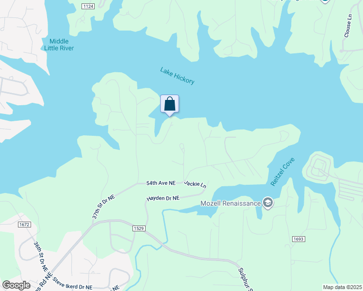 map of restaurants, bars, coffee shops, grocery stores, and more near 3896 54th Avenue Northeast in Hickory