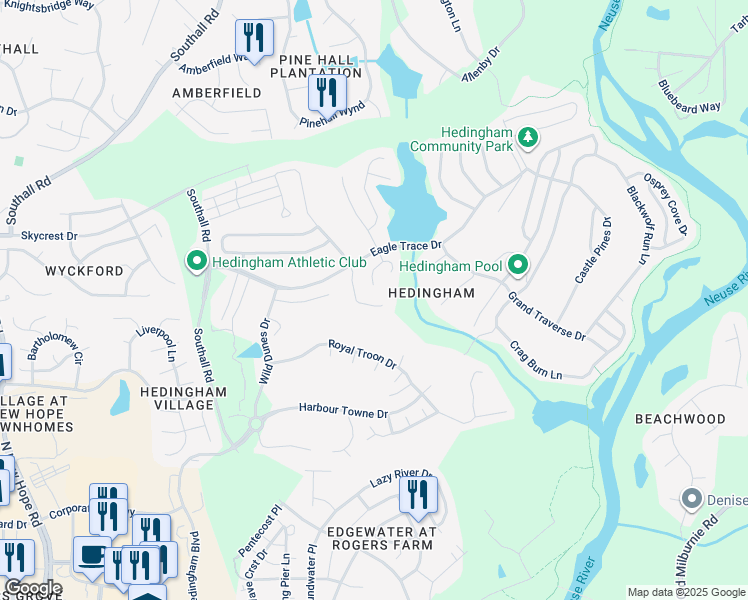 map of restaurants, bars, coffee shops, grocery stores, and more near 1916 Somerset Hills Court in Raleigh