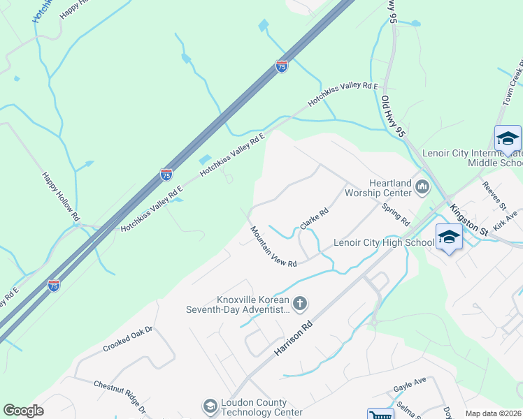 map of restaurants, bars, coffee shops, grocery stores, and more near 2625 Mountain View Road in Lenoir City