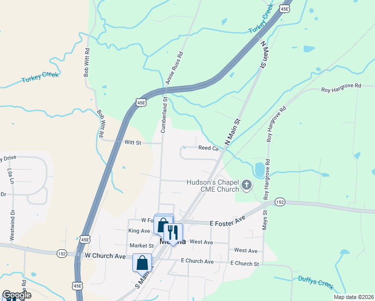 map of restaurants, bars, coffee shops, grocery stores, and more near 287 Reed Circle in Medina
