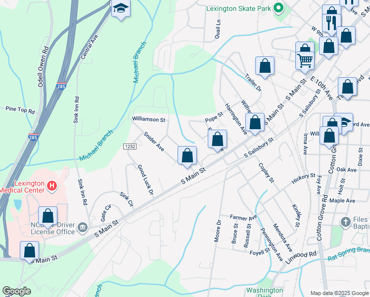 map of restaurants, bars, coffee shops, grocery stores, and more near 100 Hilton Street in Lexington