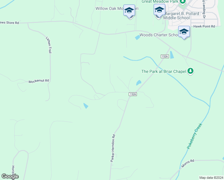 map of restaurants, bars, coffee shops, grocery stores, and more near 128 Stonewall Road in Pittsboro