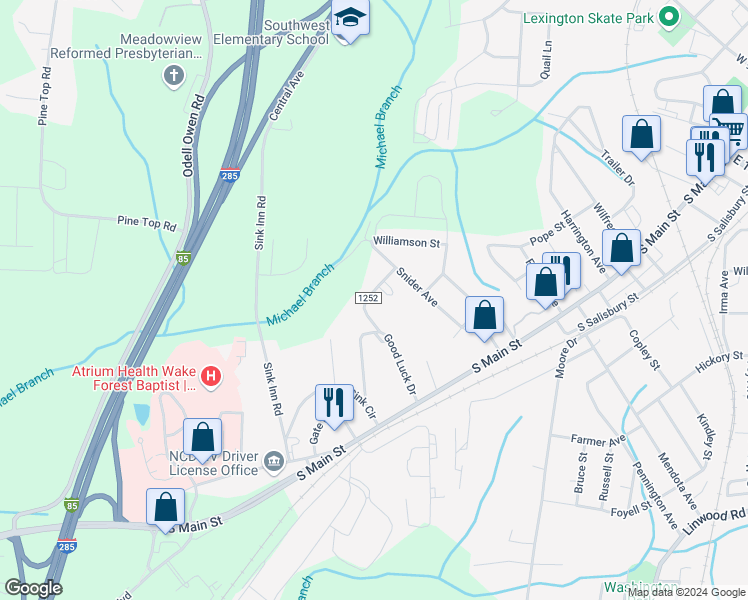 map of restaurants, bars, coffee shops, grocery stores, and more near 211 Reich Street in Lexington