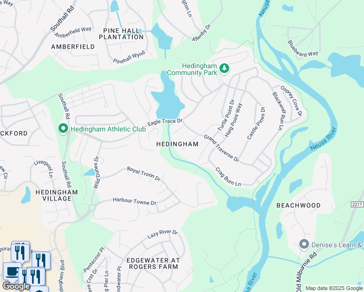 map of restaurants, bars, coffee shops, grocery stores, and more near 1921 Talamore Court in Raleigh