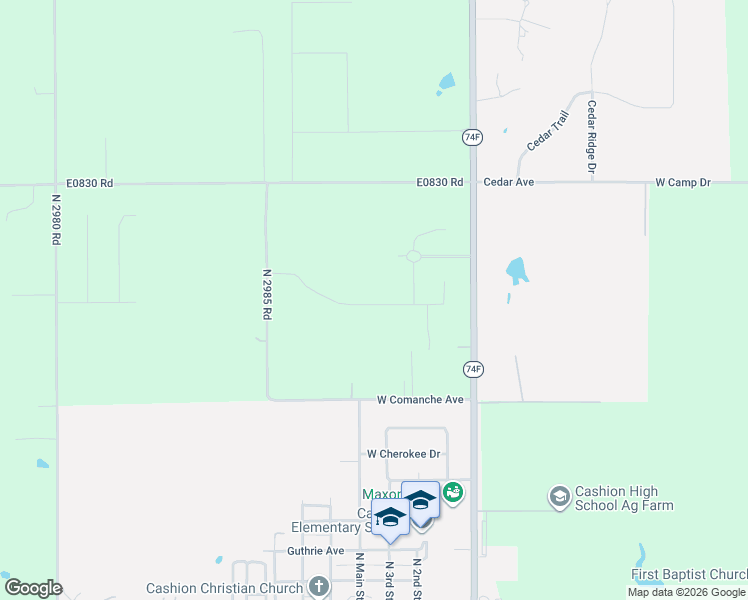 map of restaurants, bars, coffee shops, grocery stores, and more near in Cashion