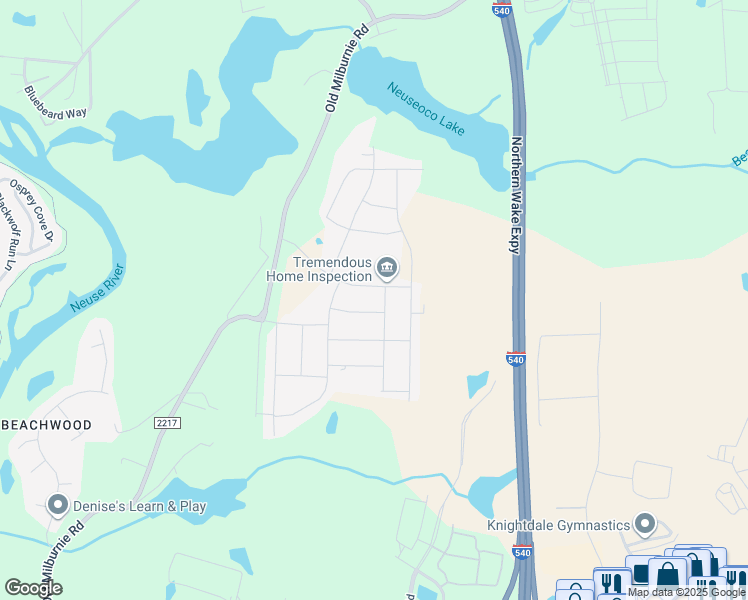map of restaurants, bars, coffee shops, grocery stores, and more near 3500 Old Barbee Lane in Raleigh