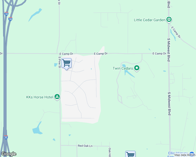 map of restaurants, bars, coffee shops, grocery stores, and more near 6718 Mint Julep Lane in Guthrie
