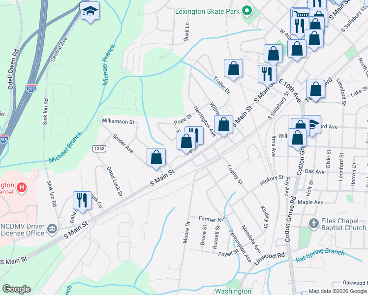 map of restaurants, bars, coffee shops, grocery stores, and more near 9 Fowler Avenue in Lexington