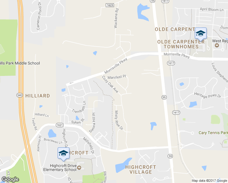 map of restaurants, bars, coffee shops, grocery stores, and more near 1321 Cozy Oak Avenue in Cary