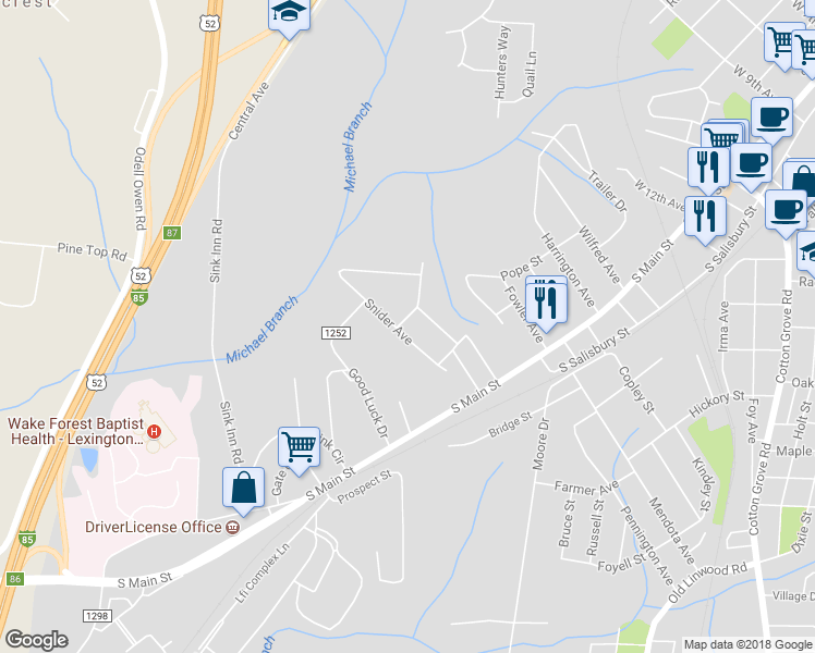 map of restaurants, bars, coffee shops, grocery stores, and more near 115 Snider Avenue in Lexington