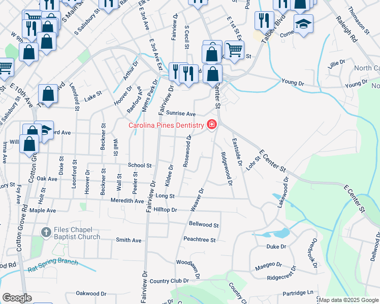 map of restaurants, bars, coffee shops, grocery stores, and more near 511 Rosewood Drive in Lexington