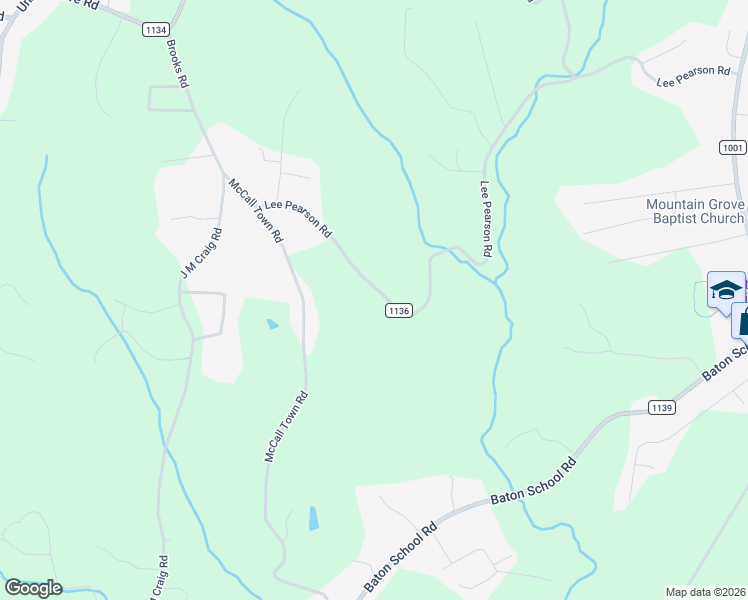 map of restaurants, bars, coffee shops, grocery stores, and more near 1749 Lee Pearson Road in Granite Falls