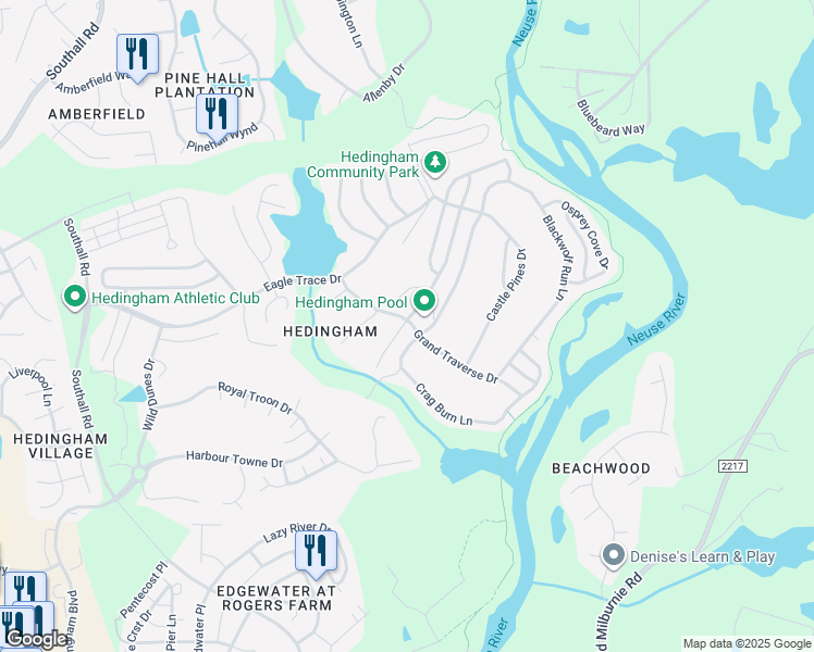 map of restaurants, bars, coffee shops, grocery stores, and more near 1968 Shadow Glen Drive in Raleigh