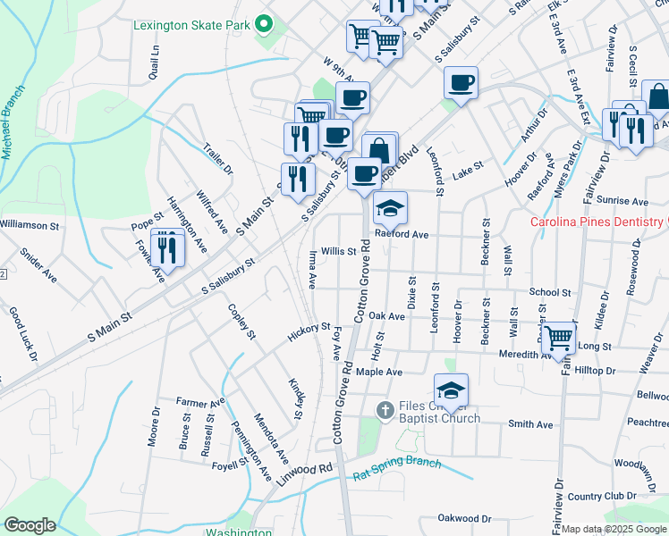 map of restaurants, bars, coffee shops, grocery stores, and more near 307 Foy Avenue in Lexington