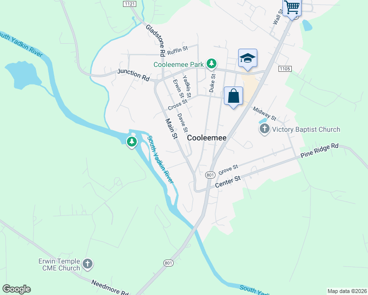 map of restaurants, bars, coffee shops, grocery stores, and more near 246 Davie Street in Mocksville