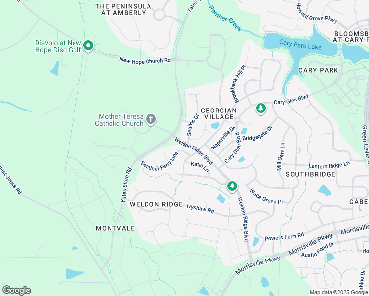 map of restaurants, bars, coffee shops, grocery stores, and more near 3133 Sentinel Ferry Lane in Cary