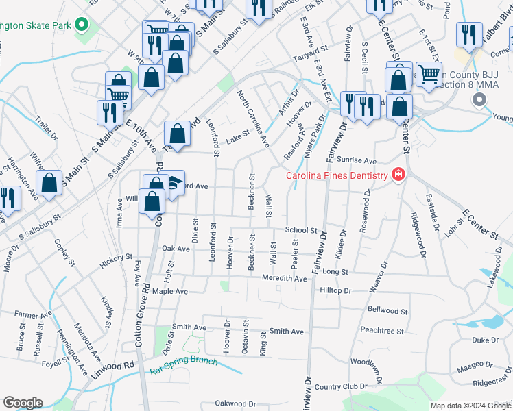 map of restaurants, bars, coffee shops, grocery stores, and more near 405 Beckner Street in Lexington