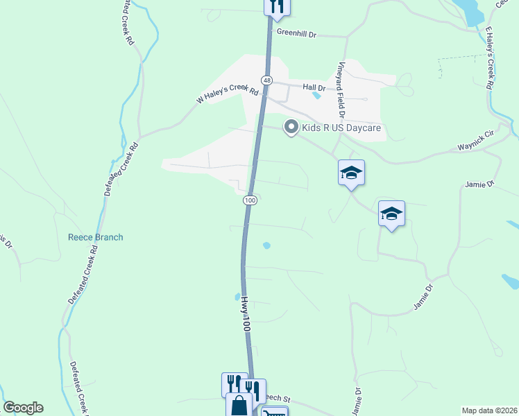 map of restaurants, bars, coffee shops, grocery stores, and more near 1046 Tennessee 100 in Centerville
