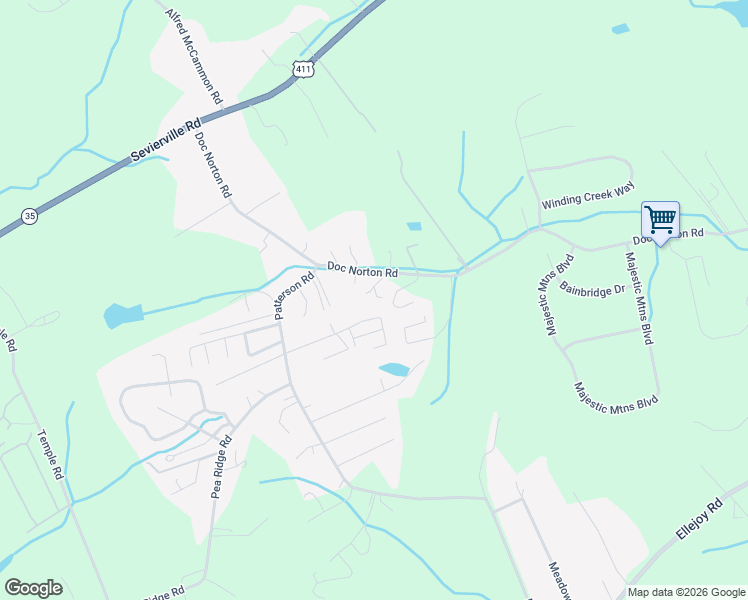 map of restaurants, bars, coffee shops, grocery stores, and more near 140 Whitney Raye Drive in Walland
