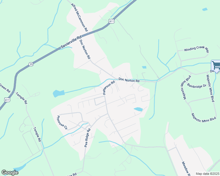 map of restaurants, bars, coffee shops, grocery stores, and more near 309 Patterson Road in Walland