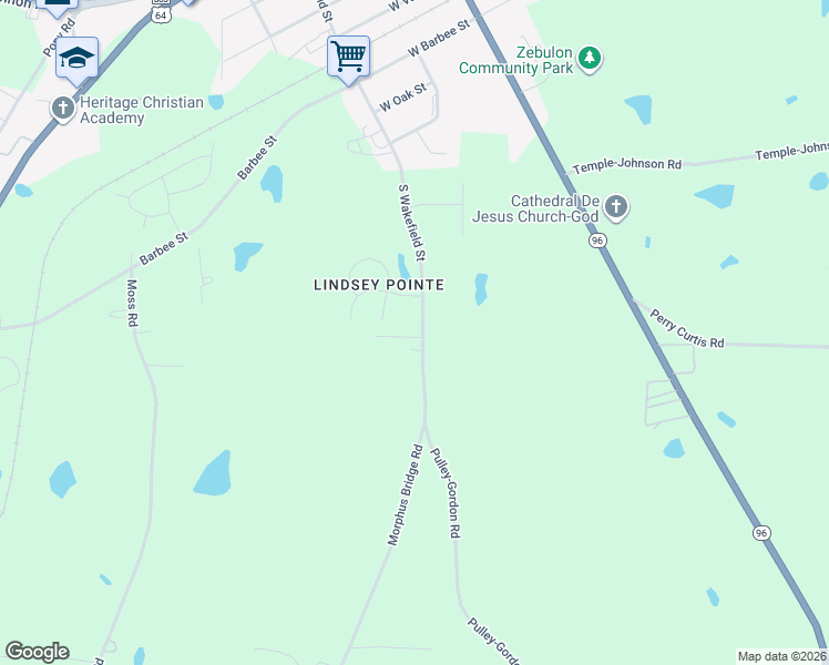 map of restaurants, bars, coffee shops, grocery stores, and more near 709 South Wakefield Street in Zebulon