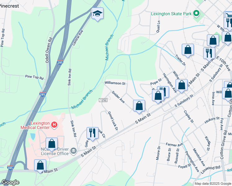 map of restaurants, bars, coffee shops, grocery stores, and more near 207 Snider Avenue in Lexington