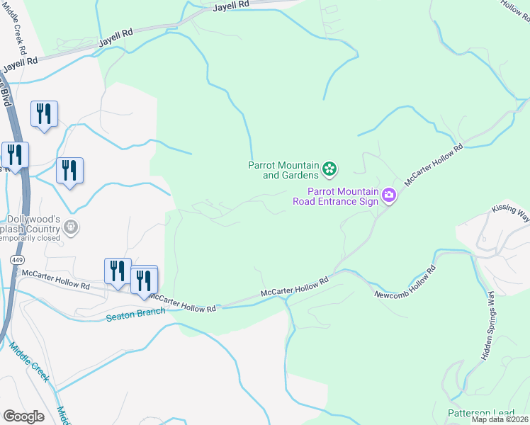map of restaurants, bars, coffee shops, grocery stores, and more near 1437 Twin Rock Drive in Sevierville