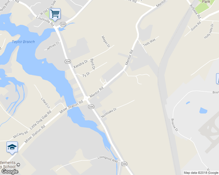 map of restaurants, bars, coffee shops, grocery stores, and more near 2839 Mentor Road in Louisville