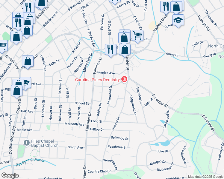 map of restaurants, bars, coffee shops, grocery stores, and more near 501 Rosewood Drive in Lexington