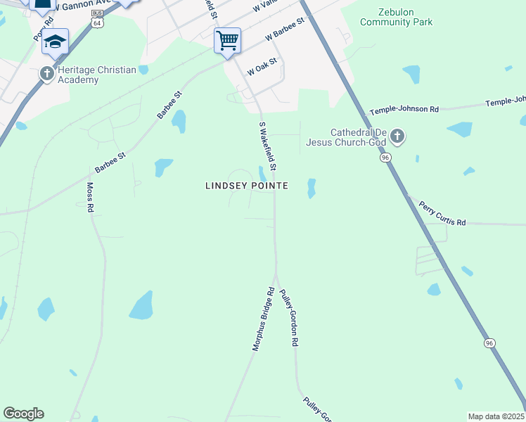 map of restaurants, bars, coffee shops, grocery stores, and more near 722 South Wakefield Street in Zebulon