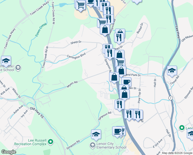 map of restaurants, bars, coffee shops, grocery stores, and more near in Lenoir City