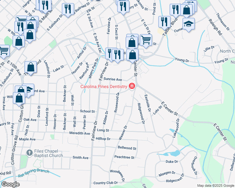 map of restaurants, bars, coffee shops, grocery stores, and more near 501 Rosewood Drive in Lexington