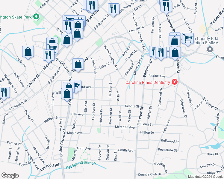 map of restaurants, bars, coffee shops, grocery stores, and more near 405 Beckner Street in Lexington