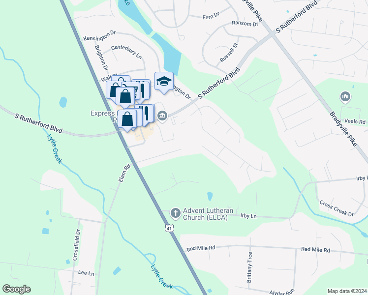 map of restaurants, bars, coffee shops, grocery stores, and more near 1923 Thomas Court in Murfreesboro