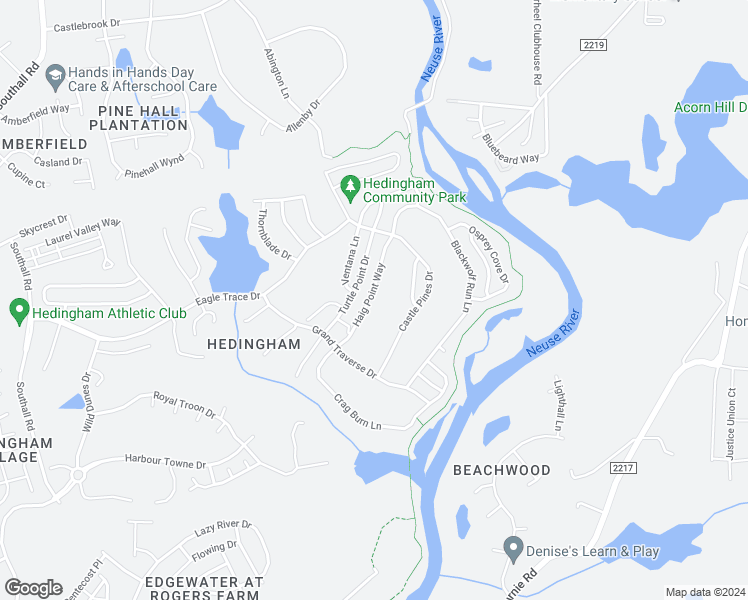 map of restaurants, bars, coffee shops, grocery stores, and more near 2112 Haig Point Way in Raleigh
