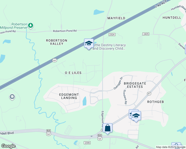 map of restaurants, bars, coffee shops, grocery stores, and more near 1129 Edgemont Road in Wendell