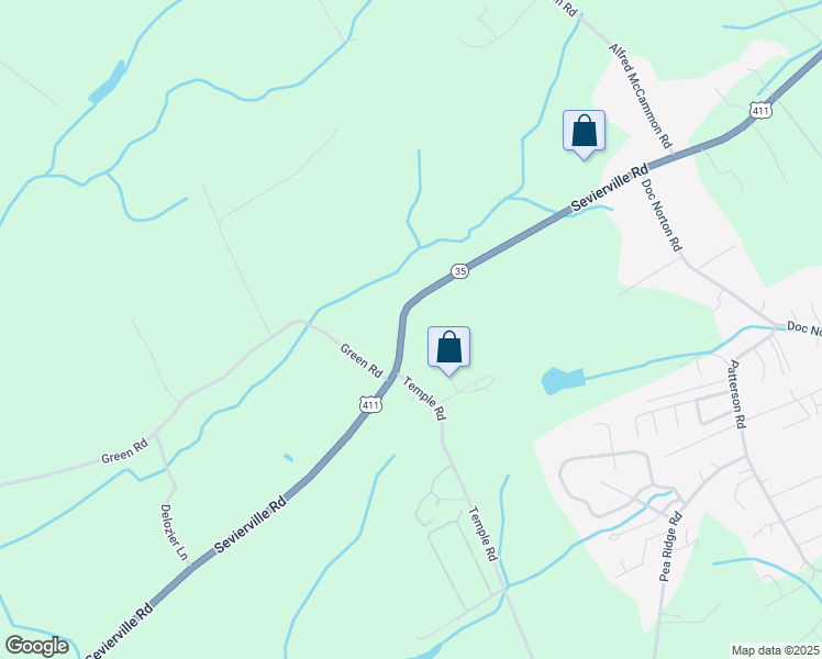 map of restaurants, bars, coffee shops, grocery stores, and more near 4624 Sevierville Road in Maryville