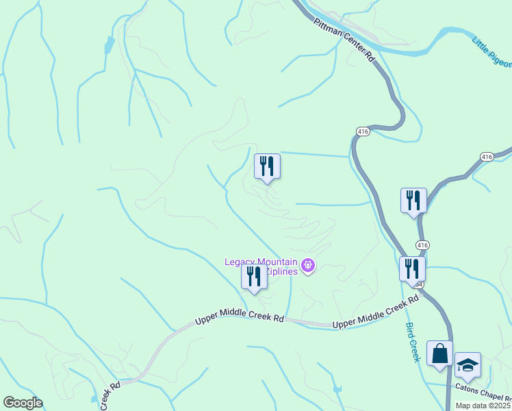 map of restaurants, bars, coffee shops, grocery stores, and more near 2525 Look Afar View Drive in Sevierville