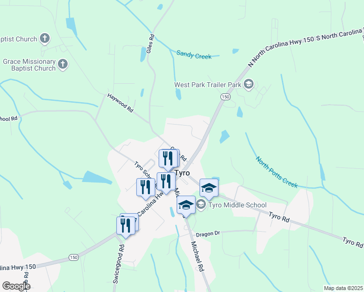 map of restaurants, bars, coffee shops, grocery stores, and more near 204 Giles Road in Lexington