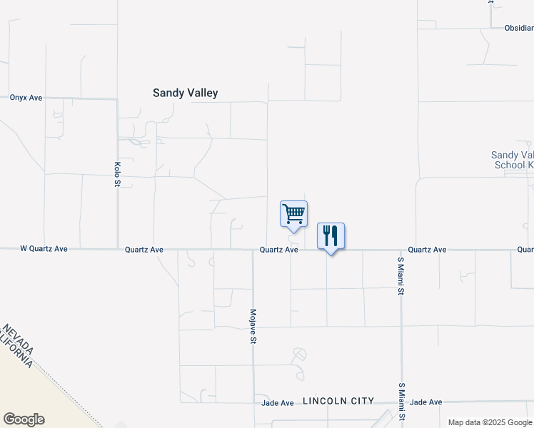 map of restaurants, bars, coffee shops, grocery stores, and more near 120 Mojave Street in Sandy Valley