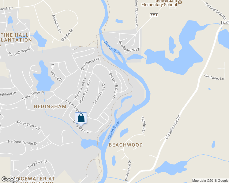 map of restaurants, bars, coffee shops, grocery stores, and more near 2203 Blackwolf Run Lane in Raleigh