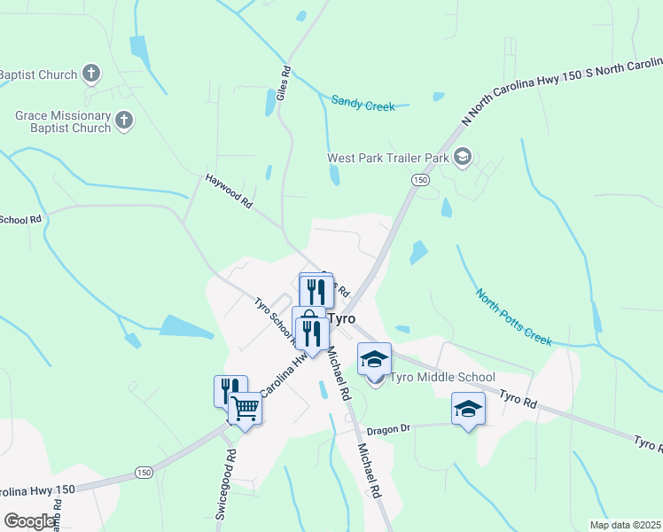 map of restaurants, bars, coffee shops, grocery stores, and more near 204 Giles Road in Lexington