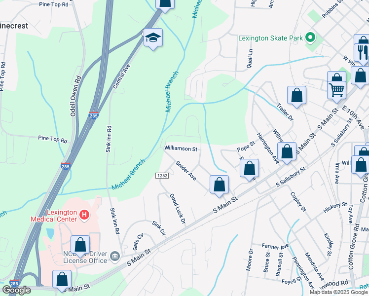 map of restaurants, bars, coffee shops, grocery stores, and more near 315 Williamson St in Lexington