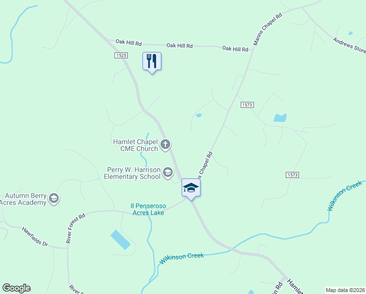 map of restaurants, bars, coffee shops, grocery stores, and more near 2834 Hamlets Chapel Road in Pittsboro